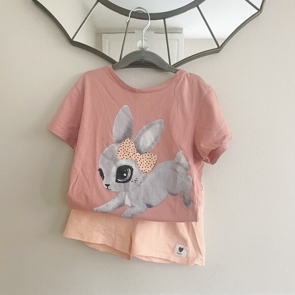 H&M Girls Bunny Top with matching Short Set Size 6 - Picture 1 of 7